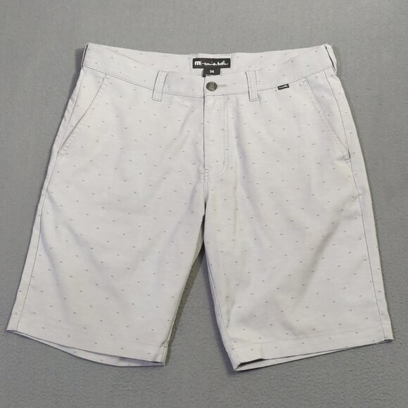 Travis Mathew Shorts Men's 34 Gray Geometric Starboard Performance Golf Casual - Picture 1 of 9